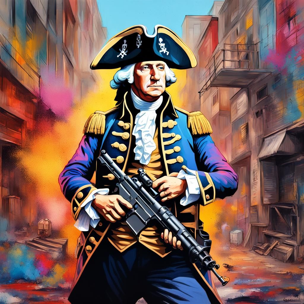 George Washington: Tactical Pirate in Graffiti Art Style