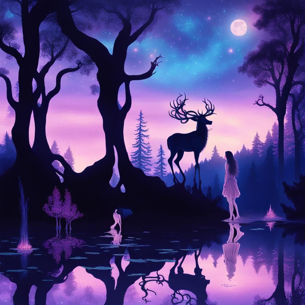 Ethereal Female Centaur in Enchanted Forest