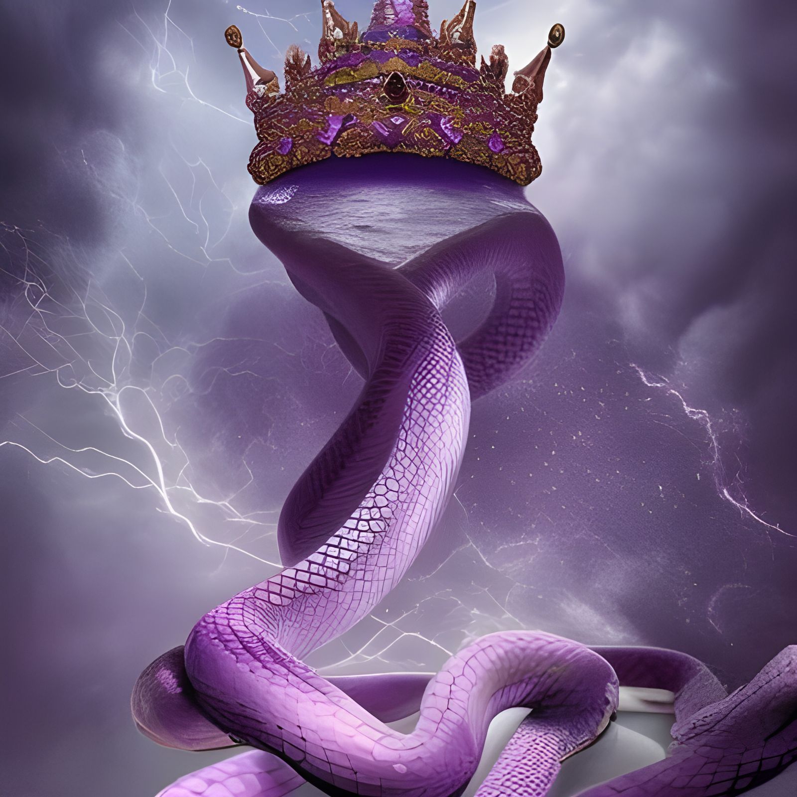 Purple Snake King with Crown: Digital Matte Painting