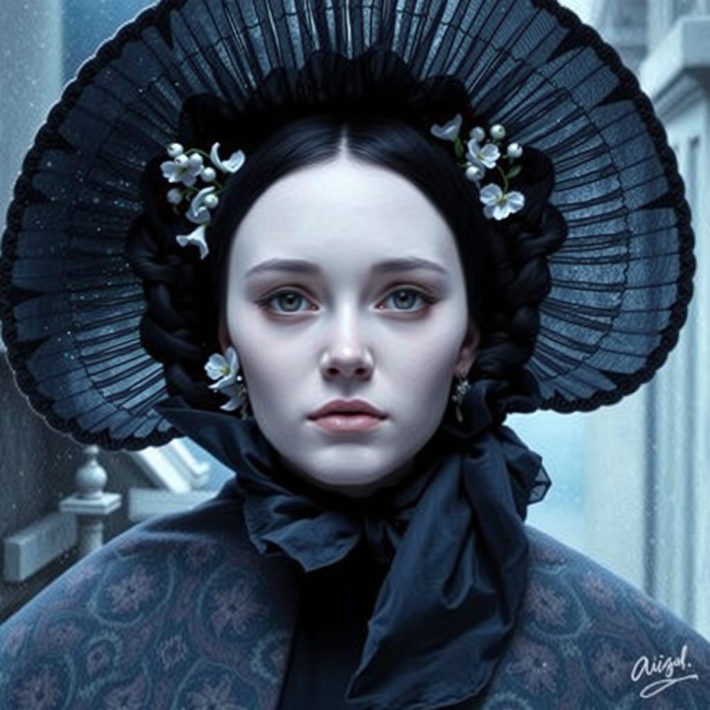 Anime-Inspired Portrait of a Melancholic Beauty in Gothic Mo...