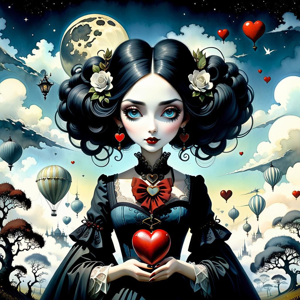 Girl with Heart: Bluegrass Watercolor Masterpiece