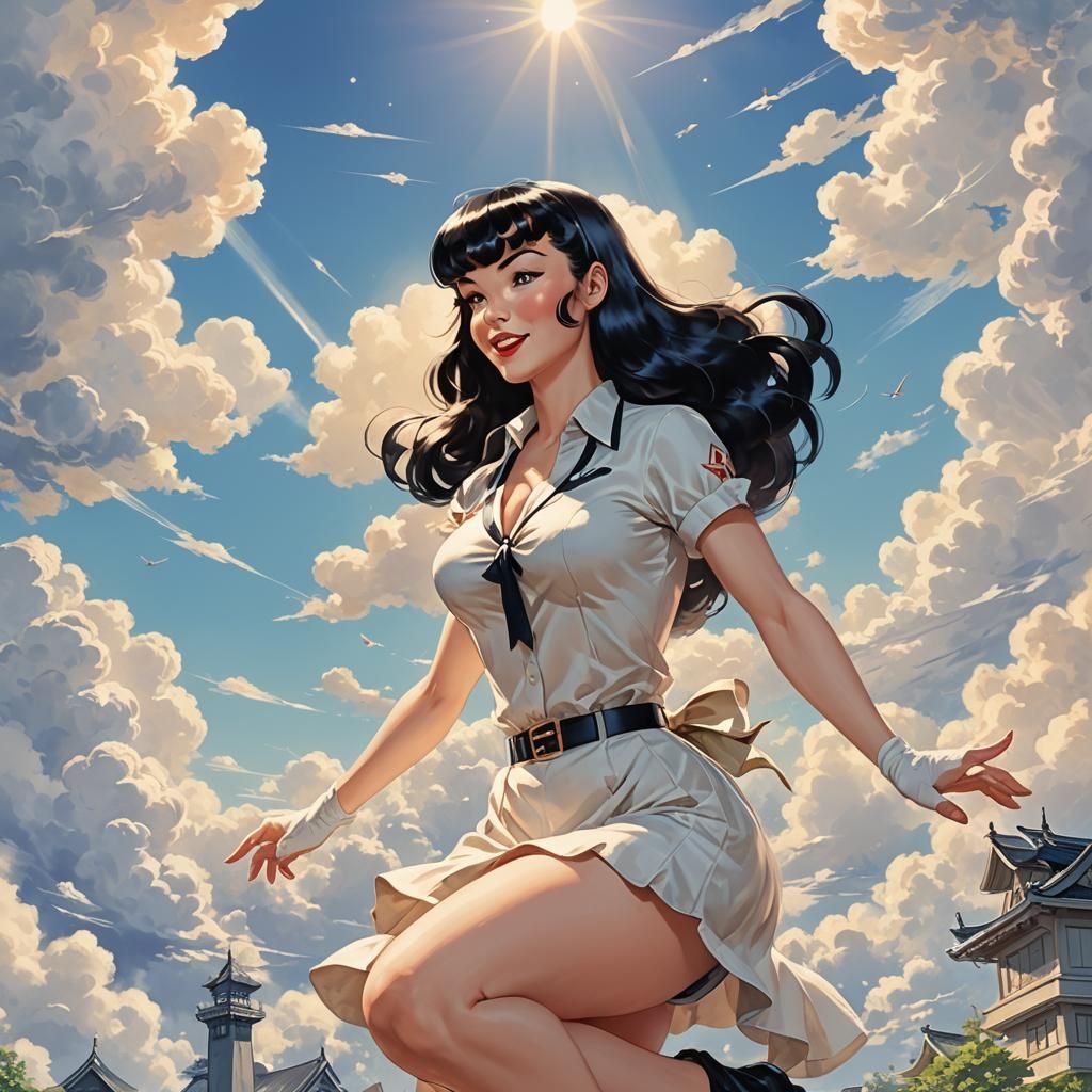 Bettie Page in Anime Manga Art Style