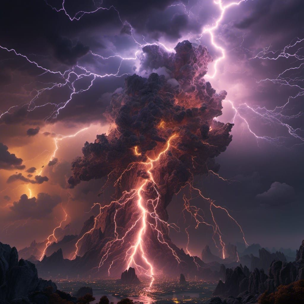 Intense Lightning Bolt Matte Painting in 8k