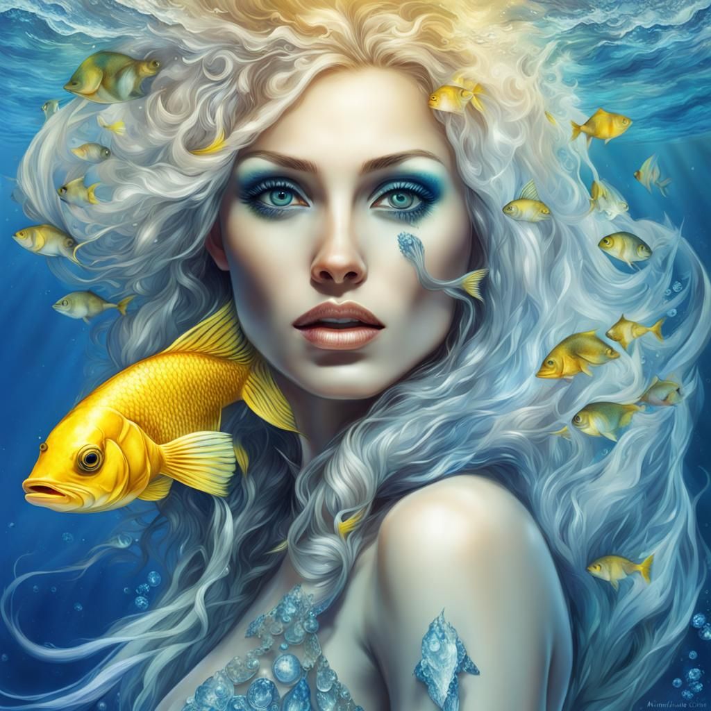 Translucent Fish Woman with Ice Eyes