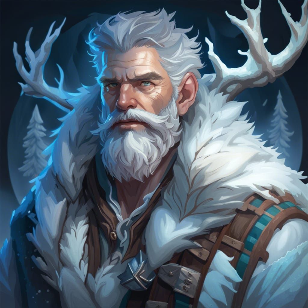 Frost Magic Lumberjack Portrait in Fantasy Art Style