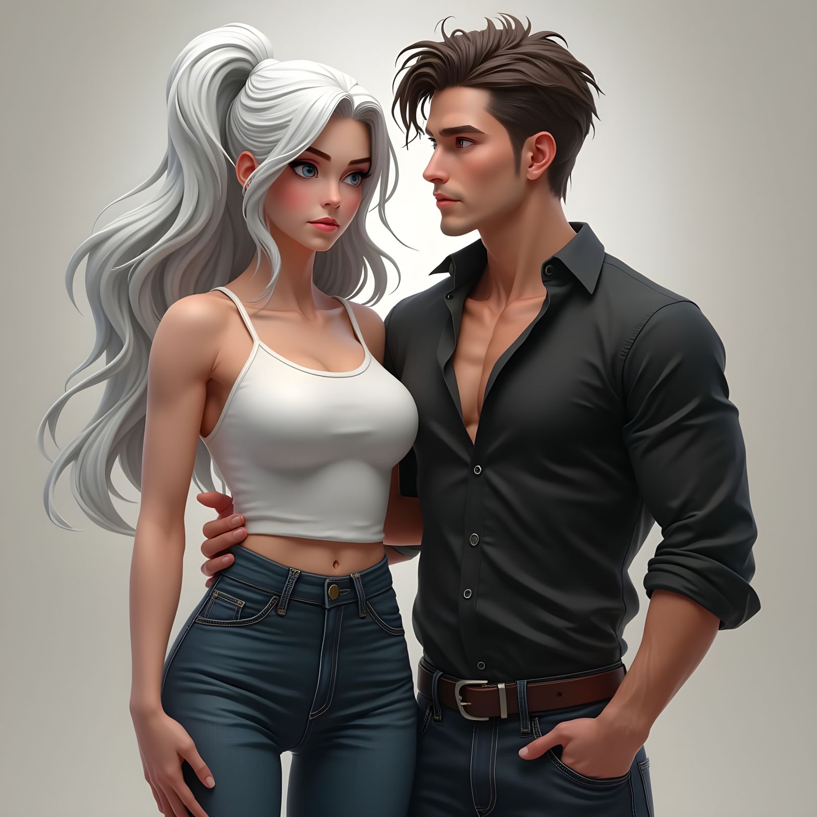 Towering Beauty in 8K: A Hyper-realistic Portrait Duo