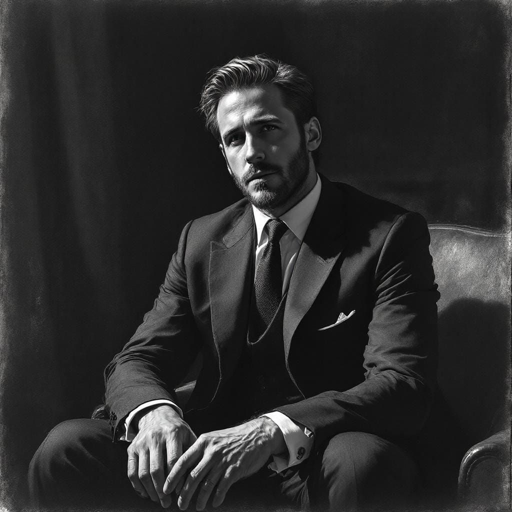 Hyperrealistic Charcoal Portrait of Ryan Gosling