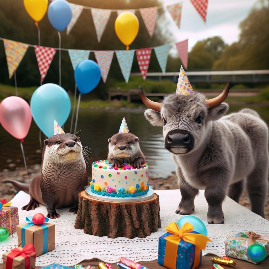 Baby Bull at Baby Otter's birthday party