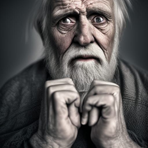 Sorrowful Portrait of an Old Priest