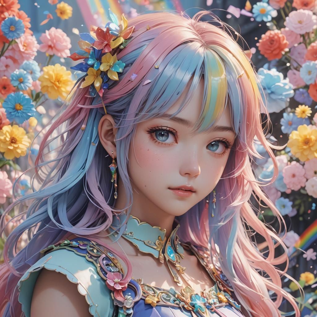 Aesthetic Rainbow in 3D Anime Art