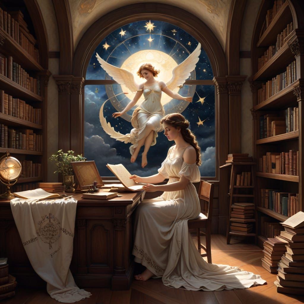 Athena in Floating Cloud Library, Classicist Style