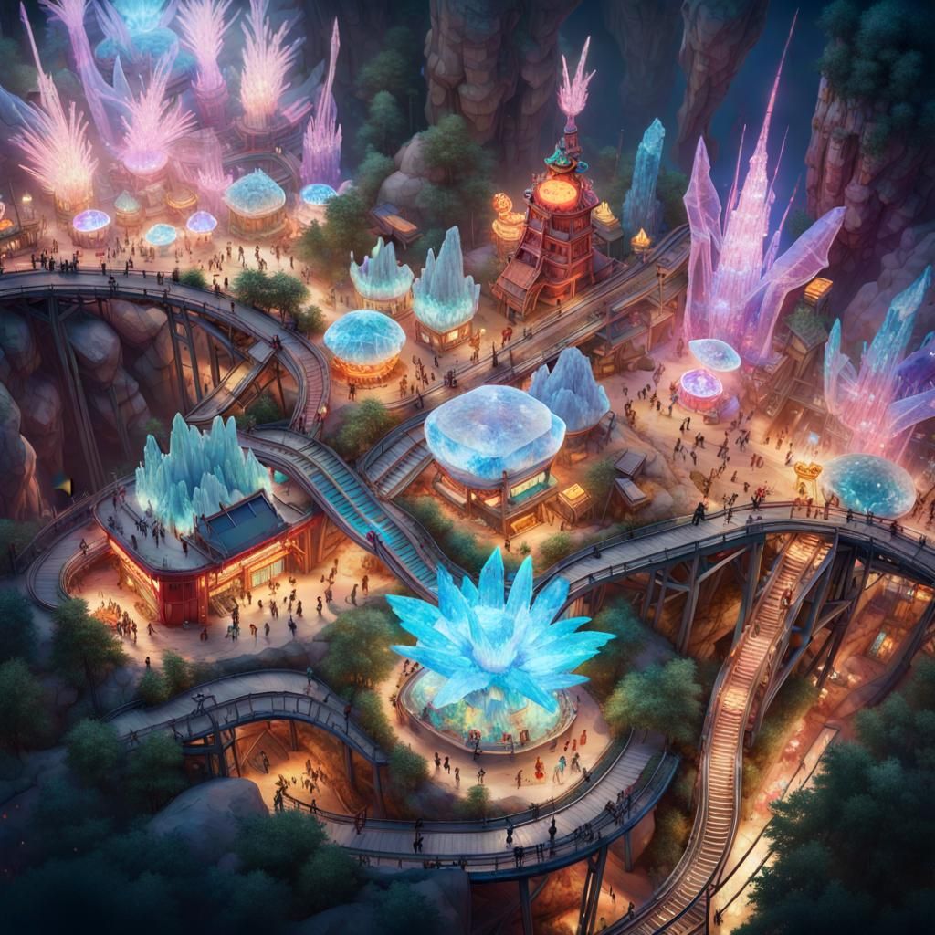 Glowing Crystals Fairy Theme Park Bird's-Eye View