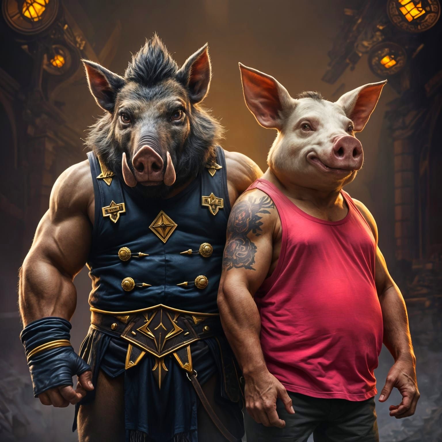 Boar Man and Pig Man: Dark Fantasy Concept Art