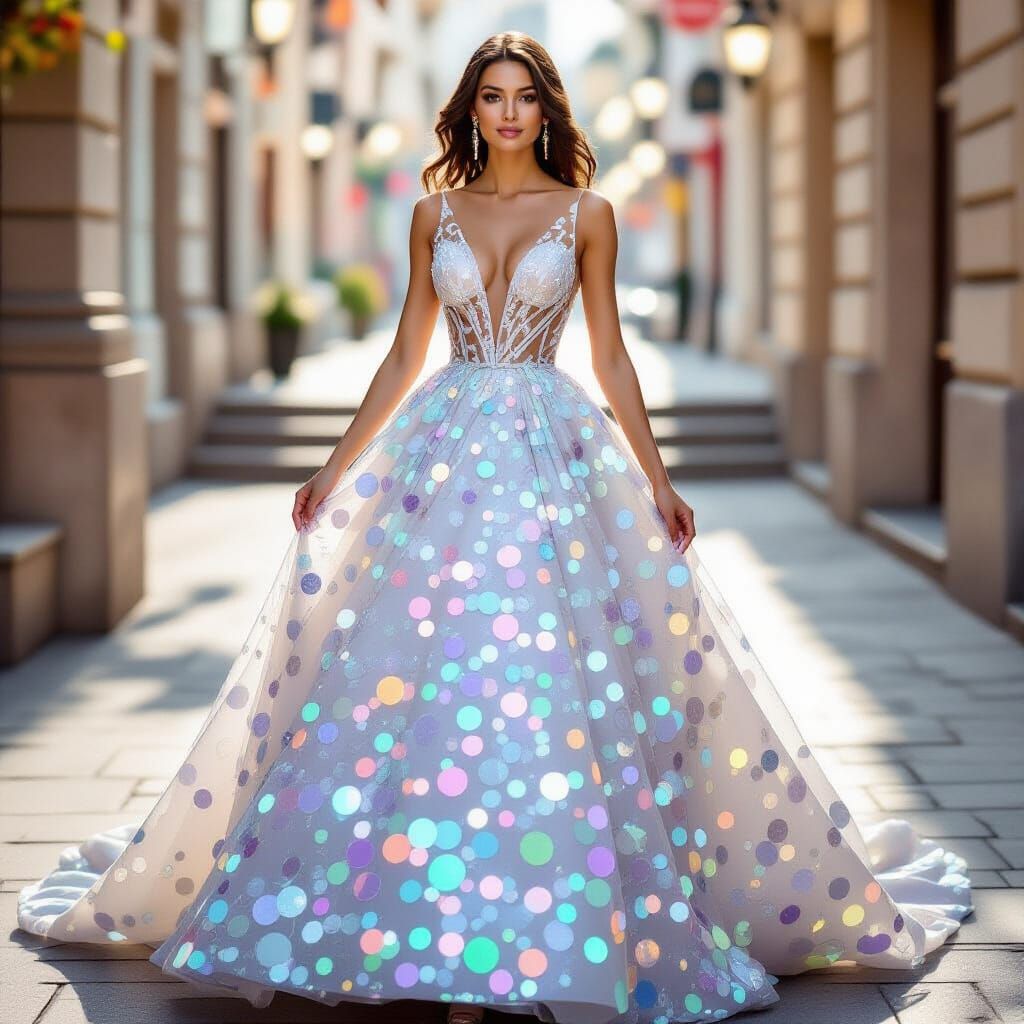 Stunning Ball Gown of Shimmering Glass Beads
