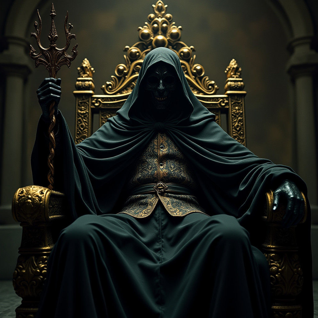 The Dark Majesty: An Ominous Figure Reigns with Malevolent P...