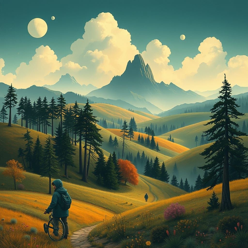 Mystical Mountain Landscape in Dreamy Digital Art