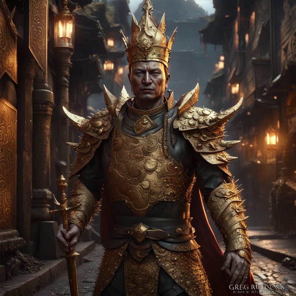 Naga King with Buddha Face in Dark Fantasy Art