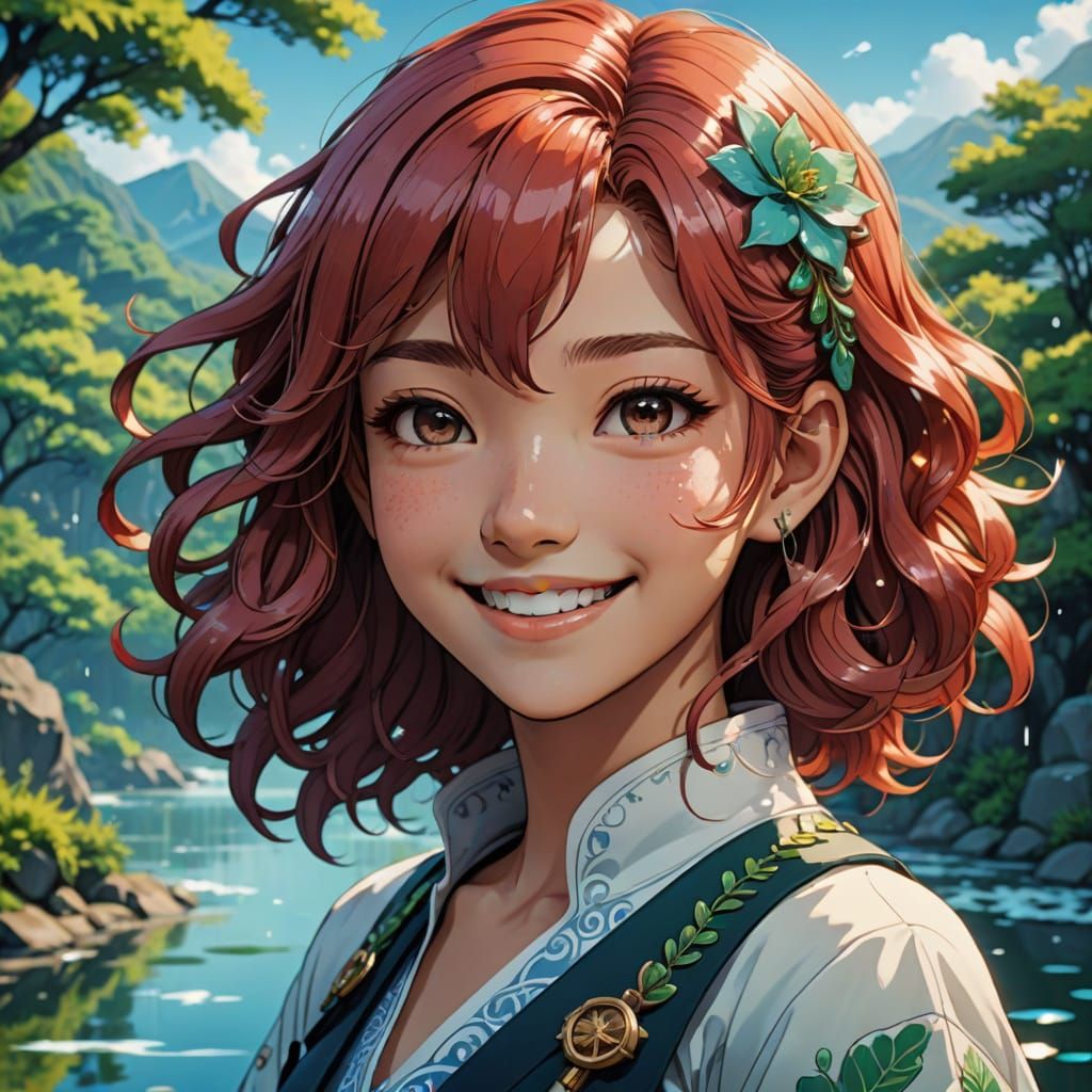 Surreal Anime Goddess with Vibrant Hair Clips