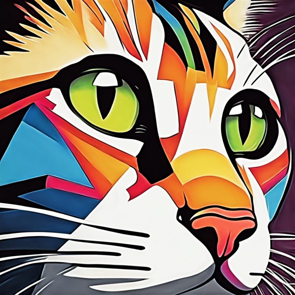 Feline Portrait in Oil Painting Style