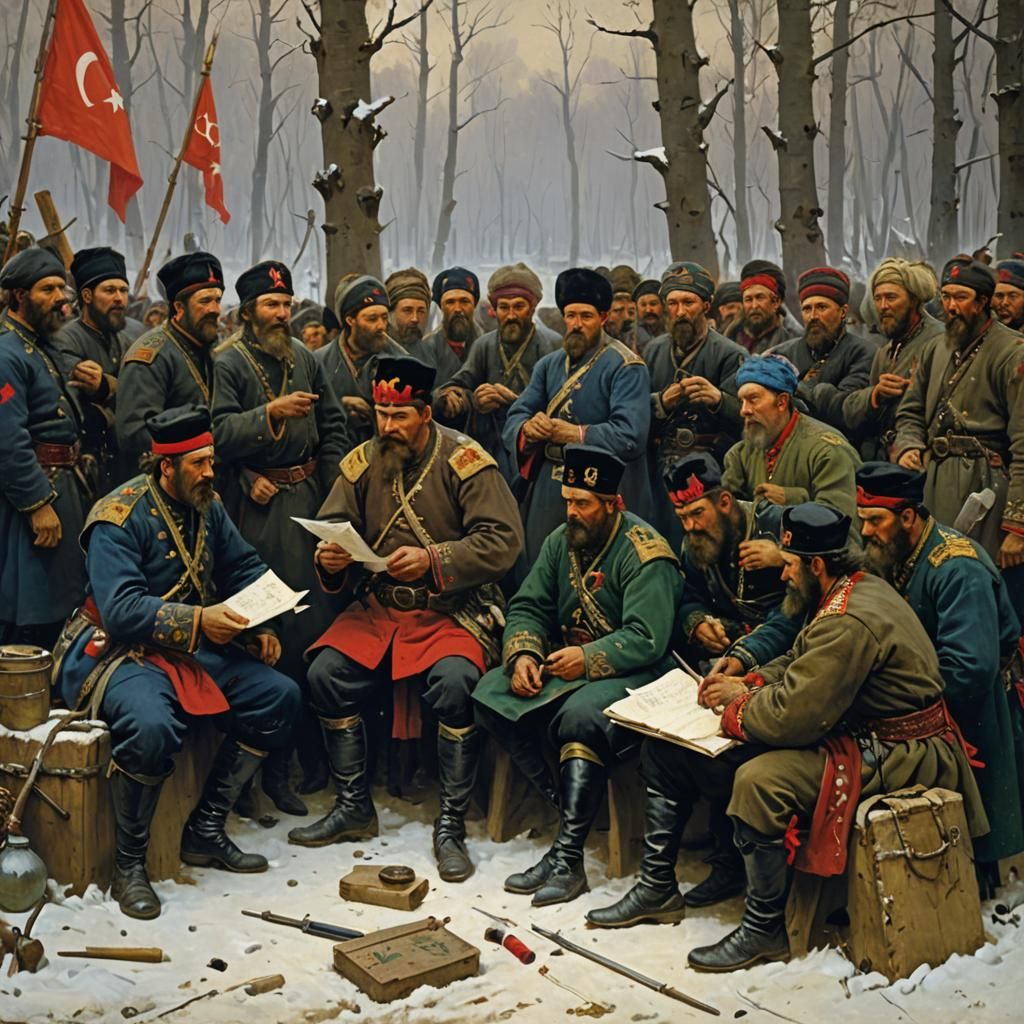 Cossacks Writing a Letter, in 19th Century Style