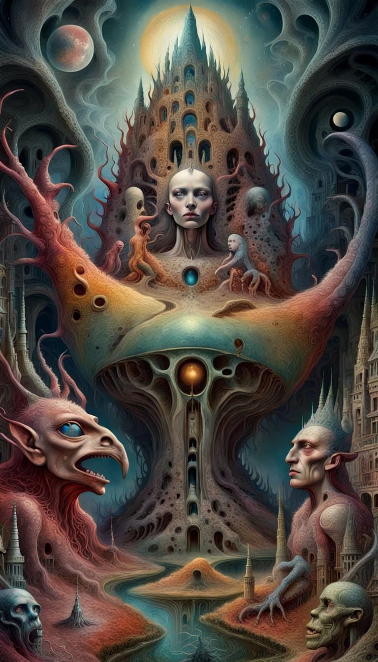 Surreal Visionary Landscape in Mixed Media