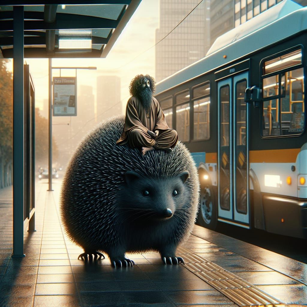 unrealistic, cute, huge, adorable, fluffy hedgehog, standing...