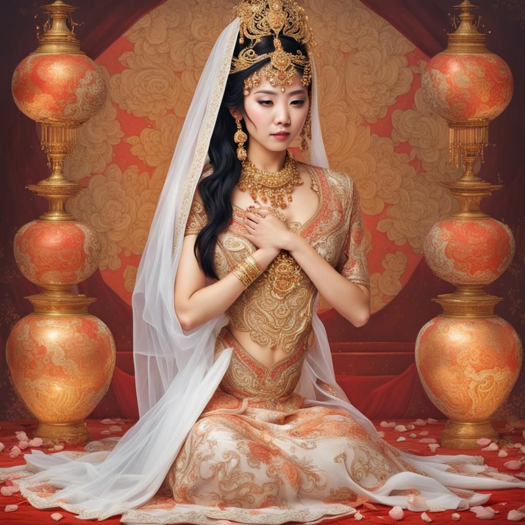 Ethereal Asian Goddess Bride Portrait
