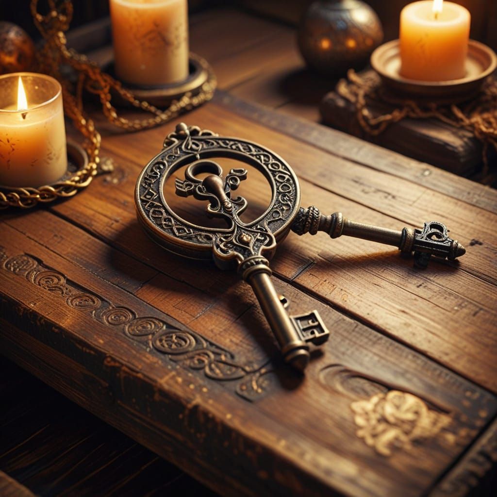 Magical Key in Warm Candlelight