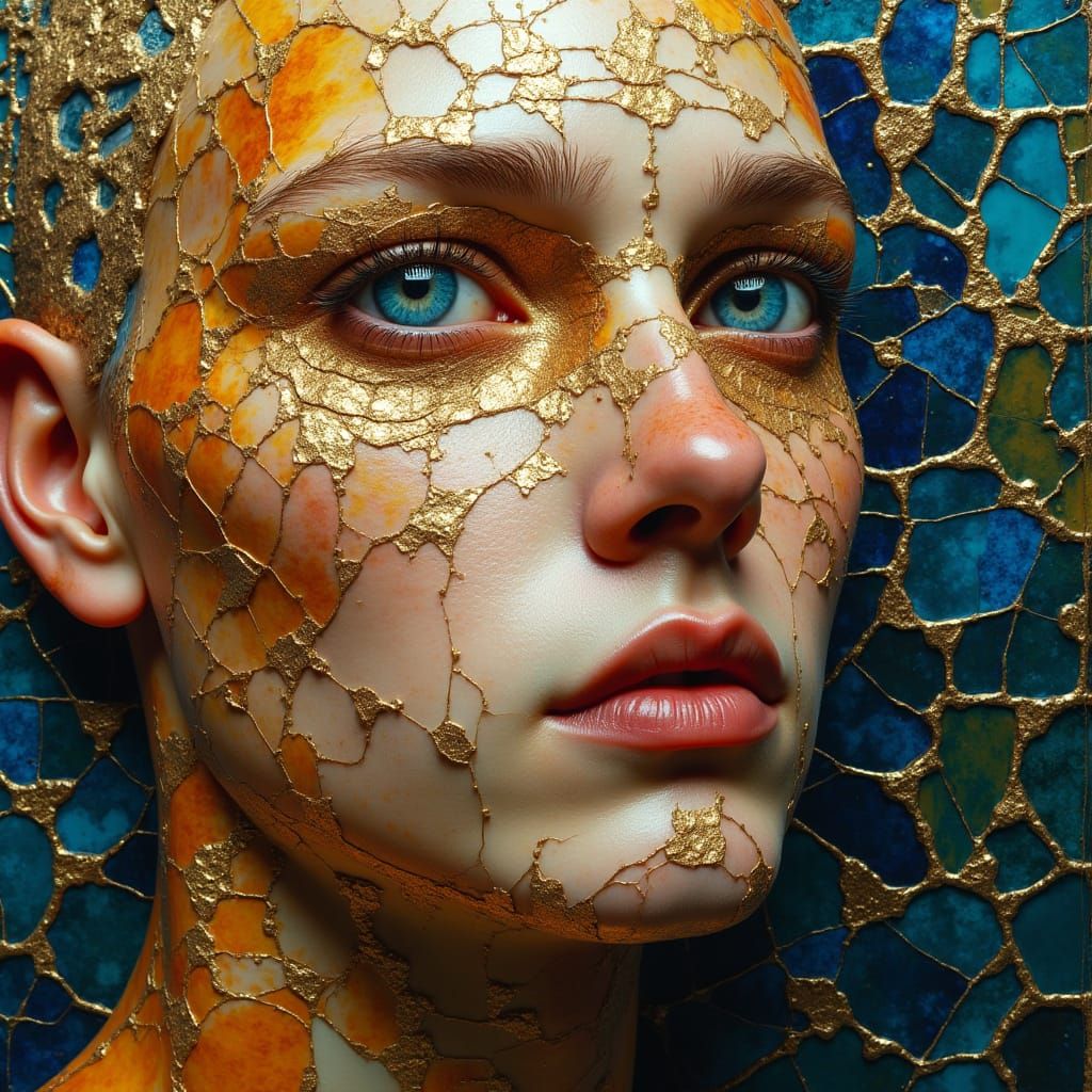 Shattered Elegance: A Surrealist Portrait