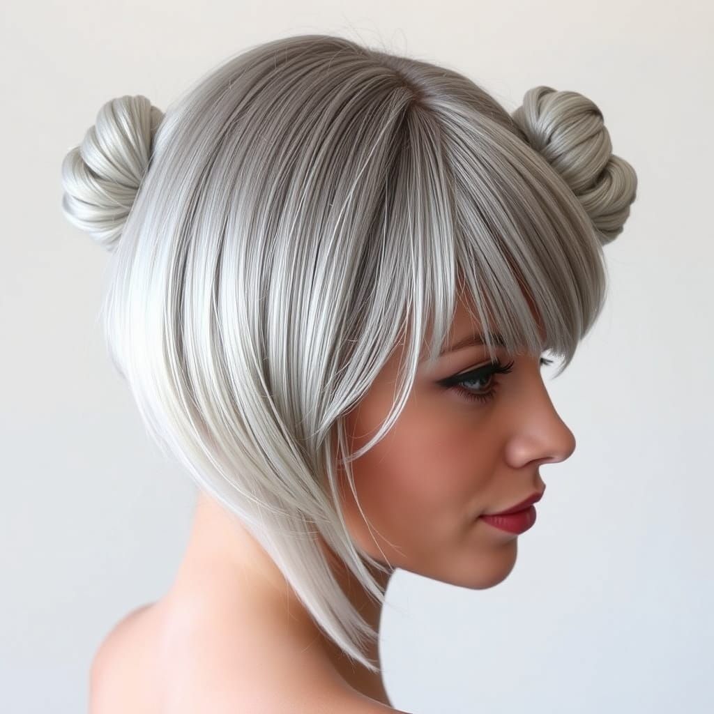 Elegant Woman with Silver Hair in Art Nouveau Style