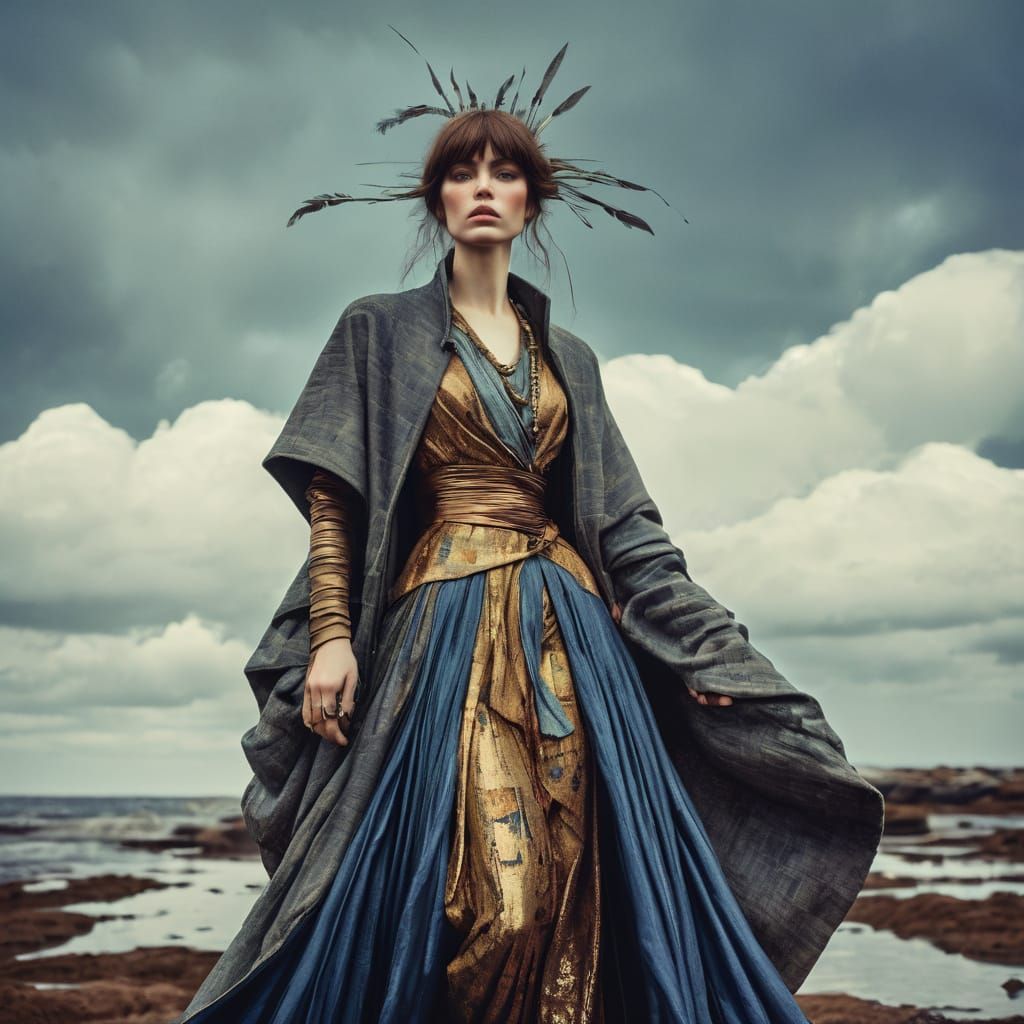 Avant Garde Fashion: Woman in John William Waterhouse Style