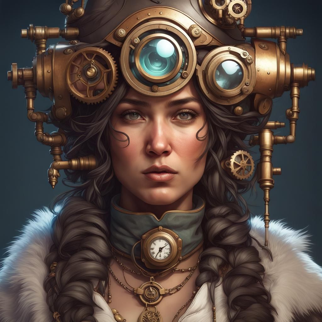 Steampunk Inuit Portrait in Hyperdetailed Lighting