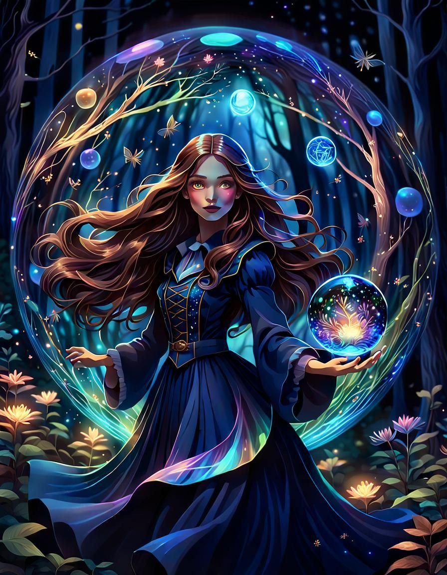 Witch in the dark magical forest I