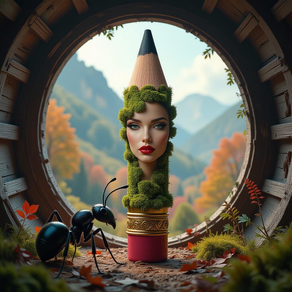 Giant Ant Pencil Transforms into Ethereal Fashionista