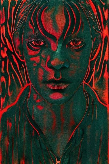 Intricate Tiger Portrait in Mixed Media Style