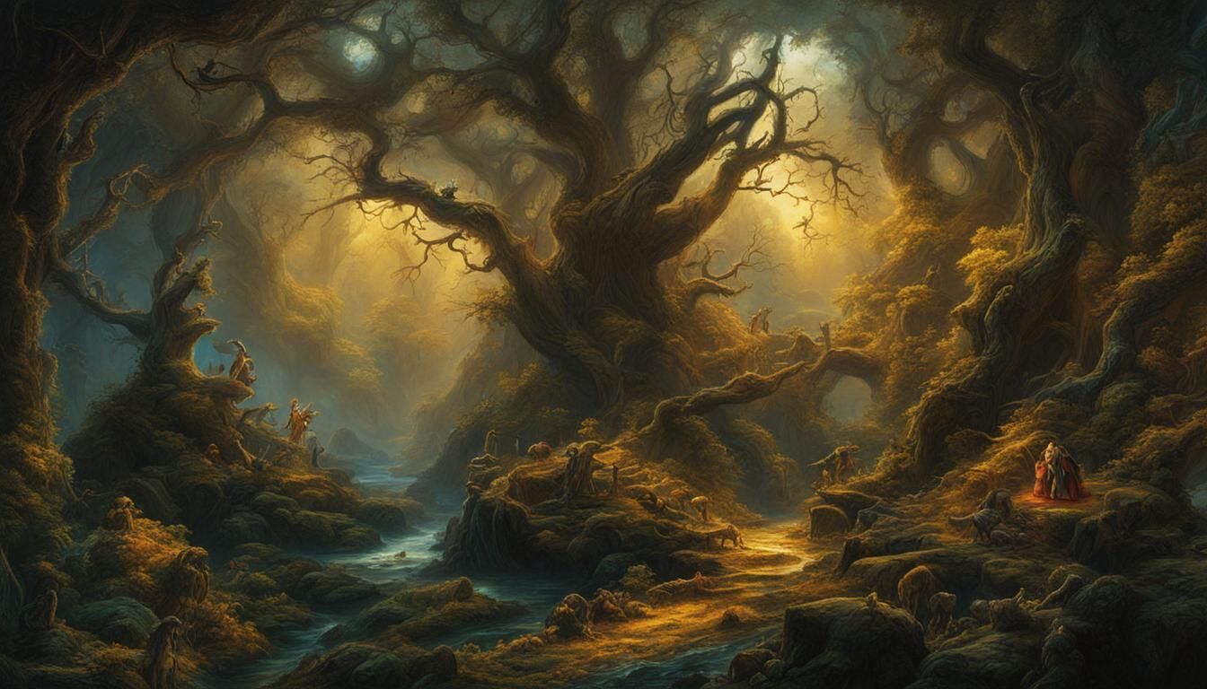 Enchanted Forest Path in Dark Fantasy Style