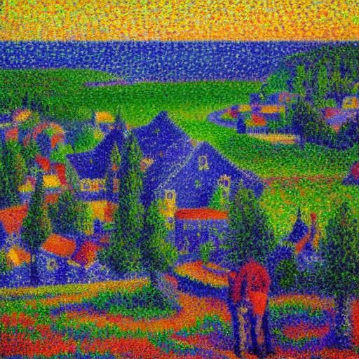 Pointillistic Composition in the Style of Pointillism