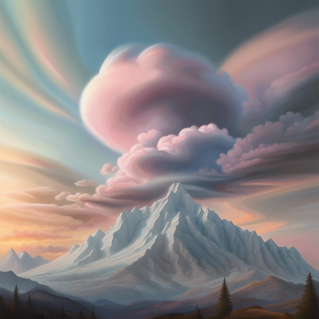 Lenticular Clouds Ethereal Mountain Peak