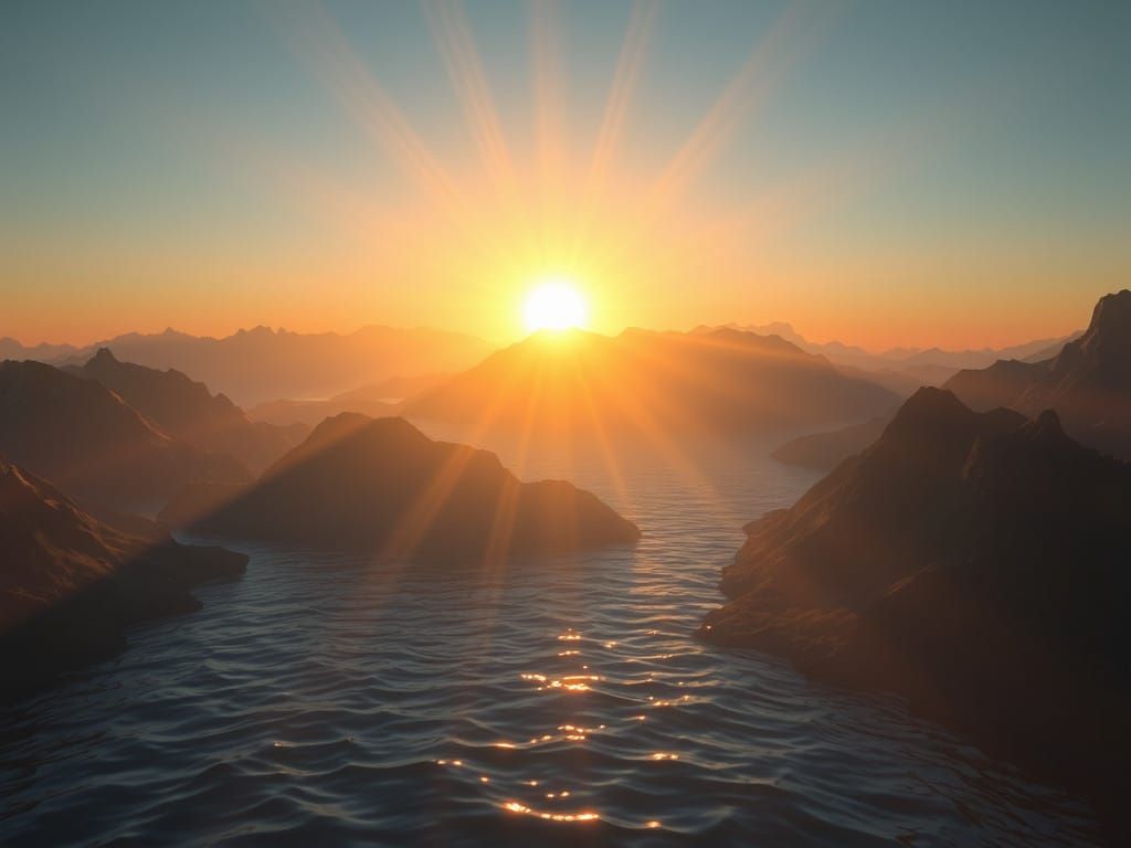 Bible-Inspired Hyper Realistic Mountain Landscape with Radia...