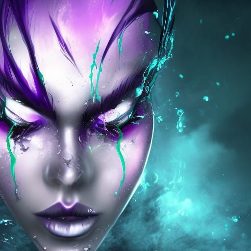 Hyperrealistic Purple Abyss Splash Art