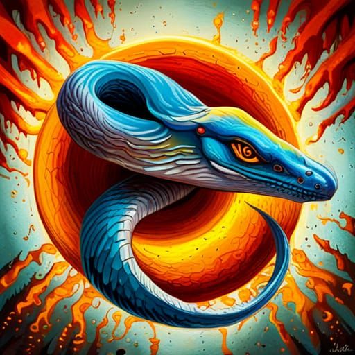 Ouroboros in Graffiti Art Style