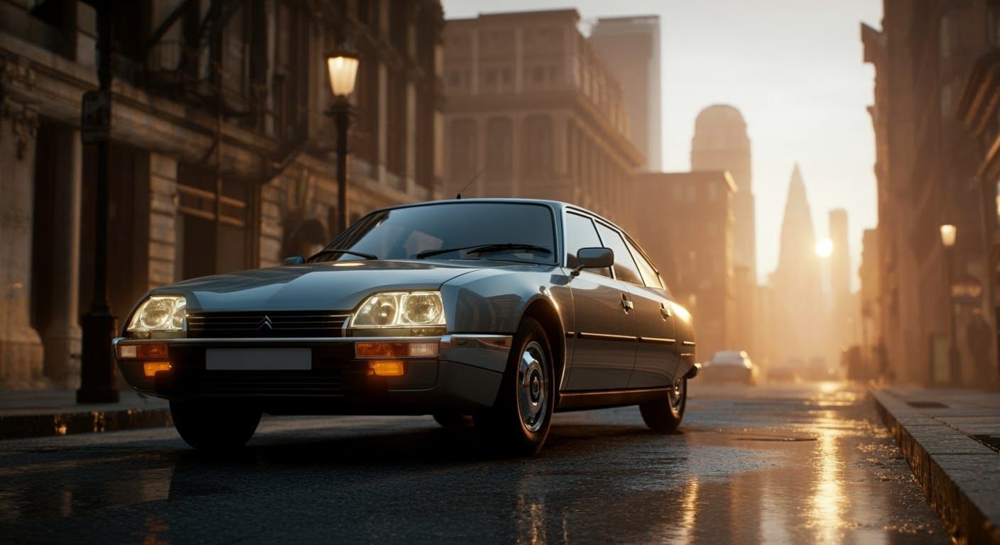 Citroen CX in Cityscape Sunrise, Professional Photography