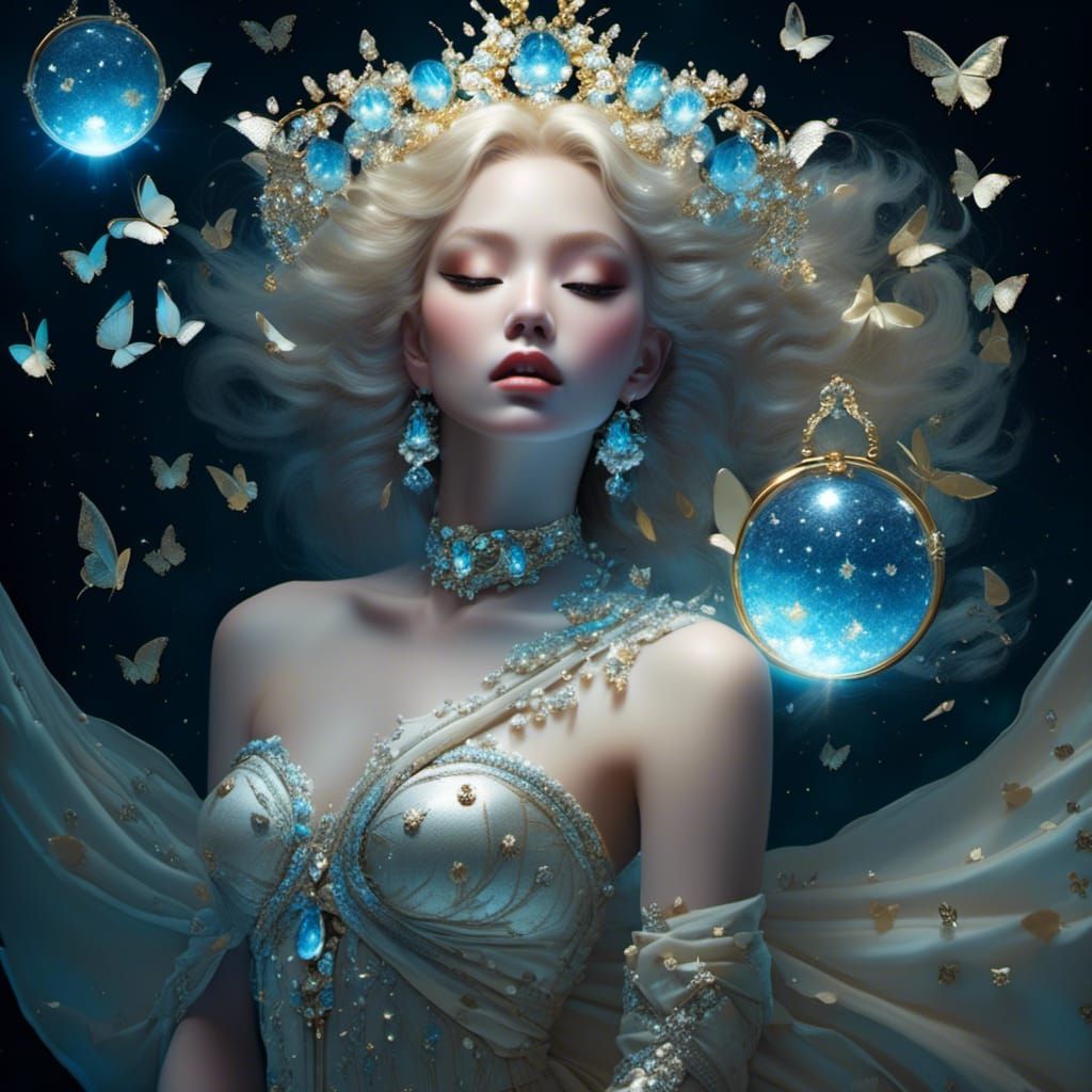 Ethereal Woman with Orb, Fantasy Art Portrait