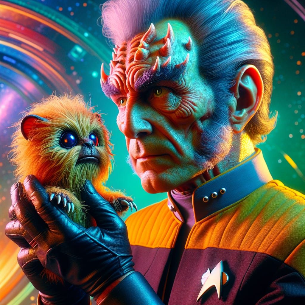 Sci-Fi Commander with Alien Creature, Hyperrealistic Concept...