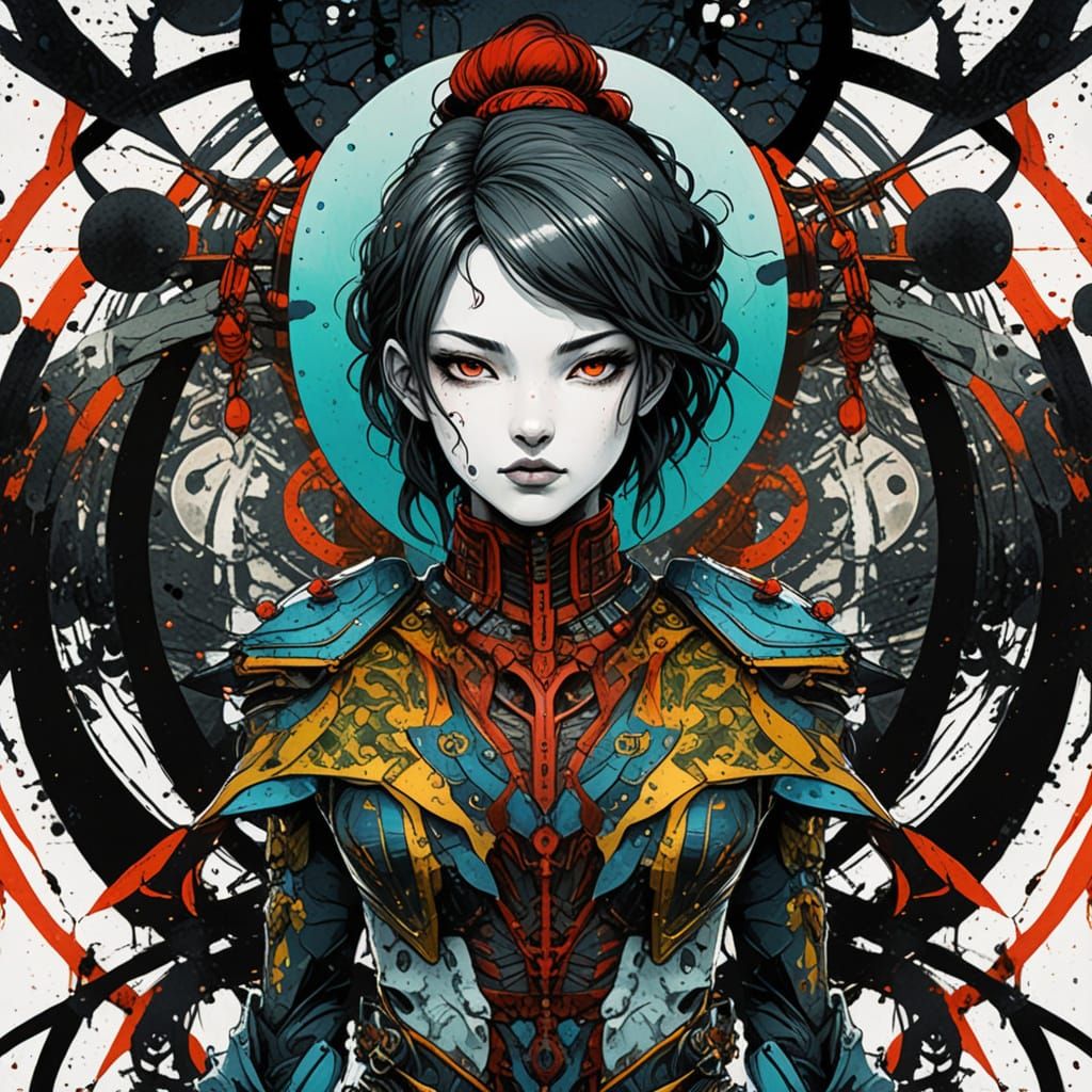 Cyberpunk Samurai Robots Engage in Futuristic Street Fightin...