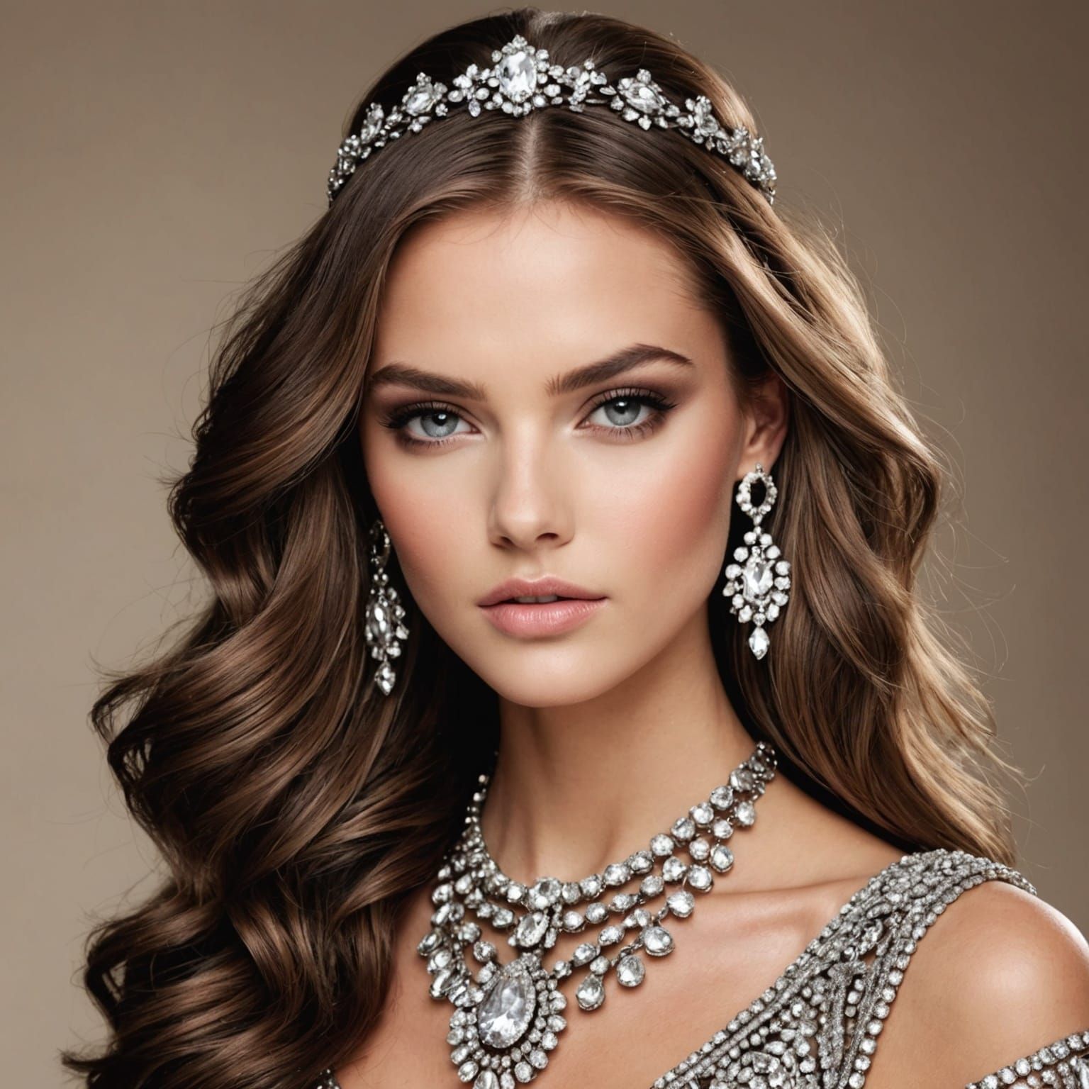 Fashion Model with Glamorous Makeup and Jewels