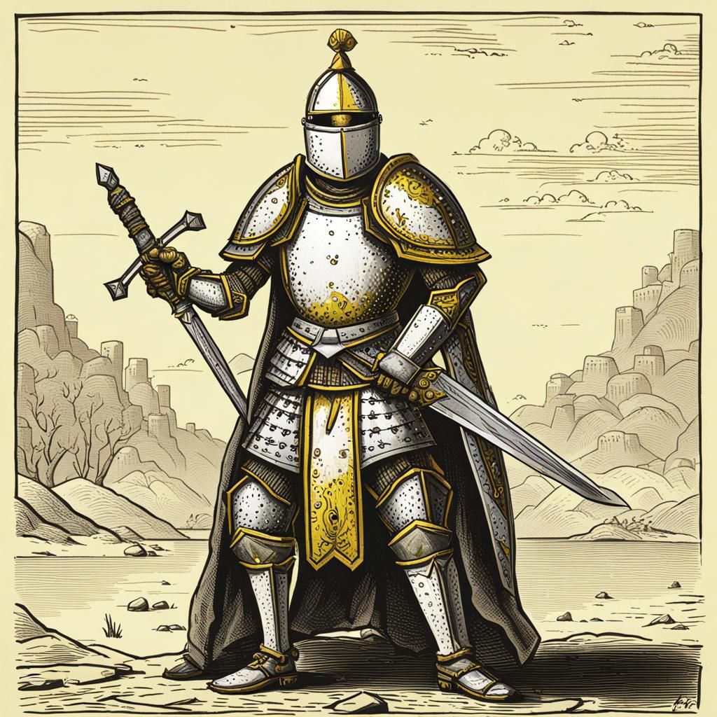 Lemon-Headed Stick Figure Warrior in Armor