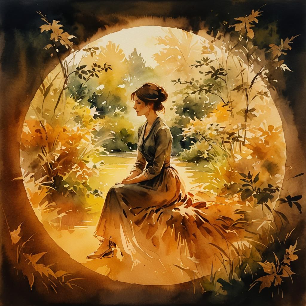 Impressionistic Watercolor Portrait in Sepia Tones