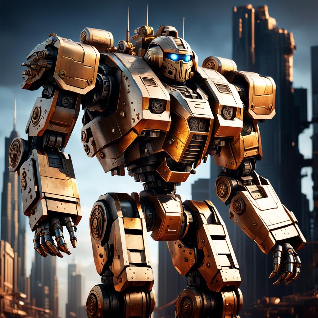 American T32 Heavy Mech Illustration in Golden Hour