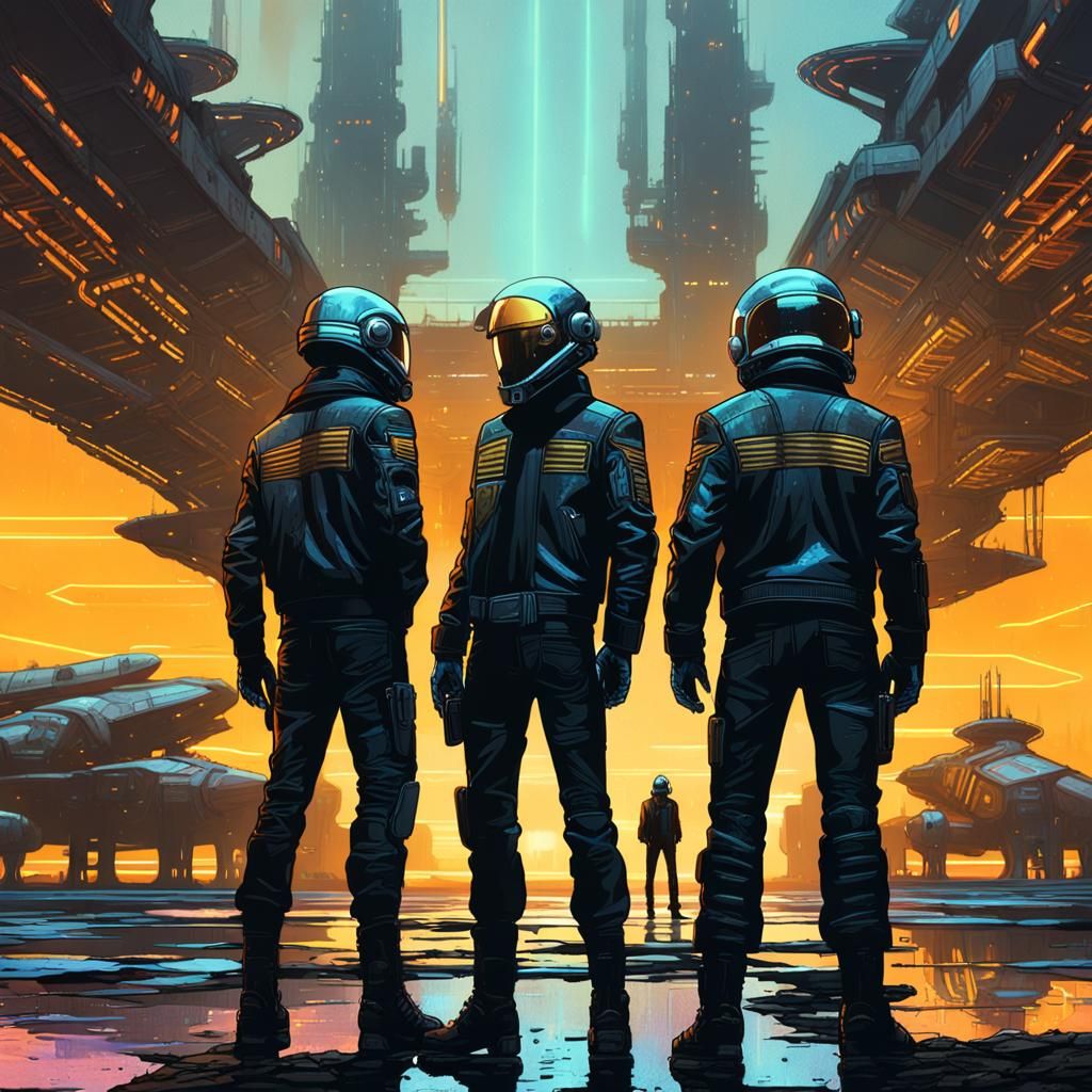 Sci-Fi Space Truckers in Industrial Landscape